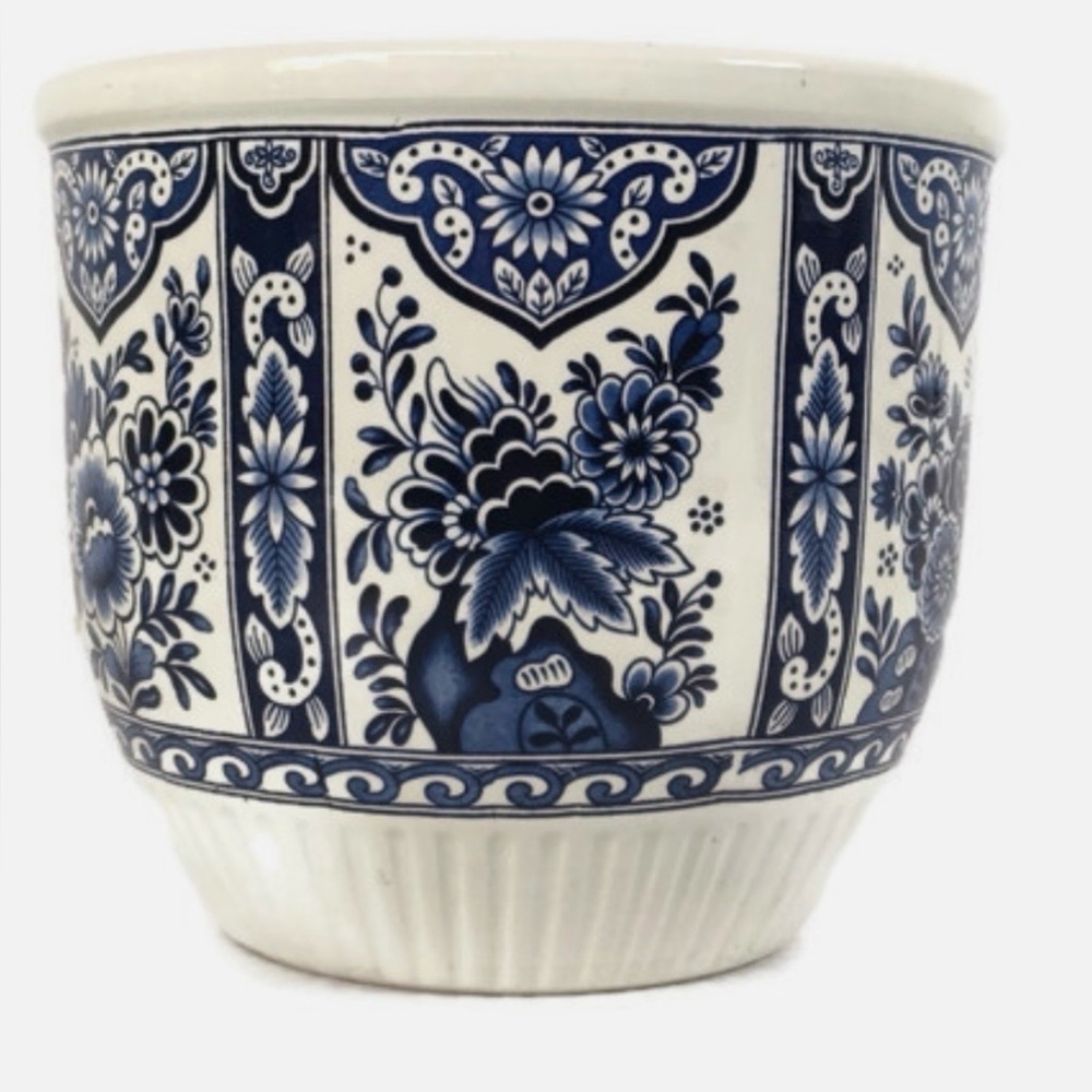 Elegant Blue and White Ceramic Floral Vase